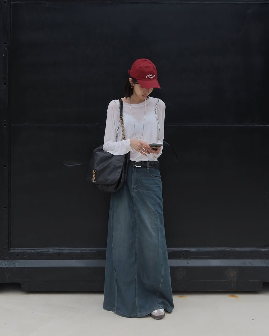 by DOE - Stonewashed Denim Maxi Skirt