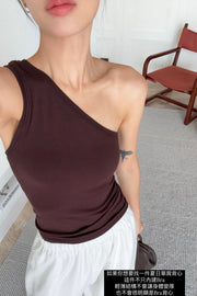 by DOE - One Shoulder Stretchy Bra Tank (PREORDER)