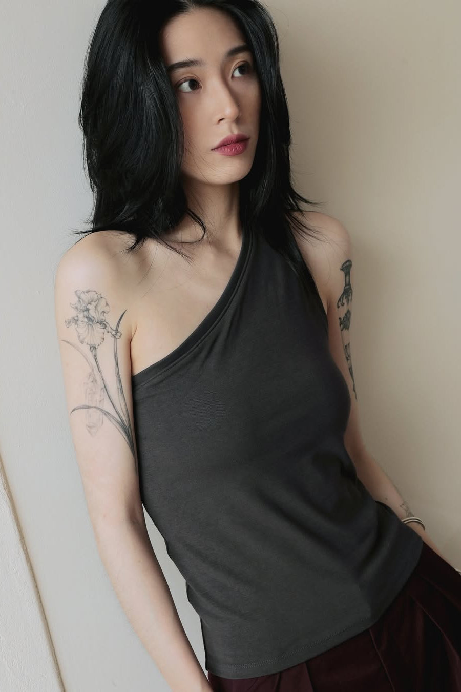 by DOE - One Shoulder Stretchy Bra Tank (PREORDER)