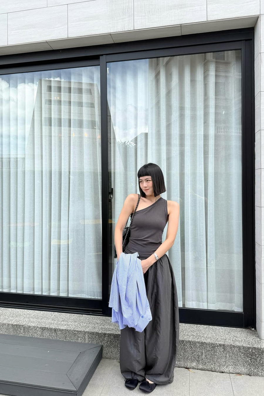 by DOE - One Shoulder Stretchy Bra Tank (PREORDER)