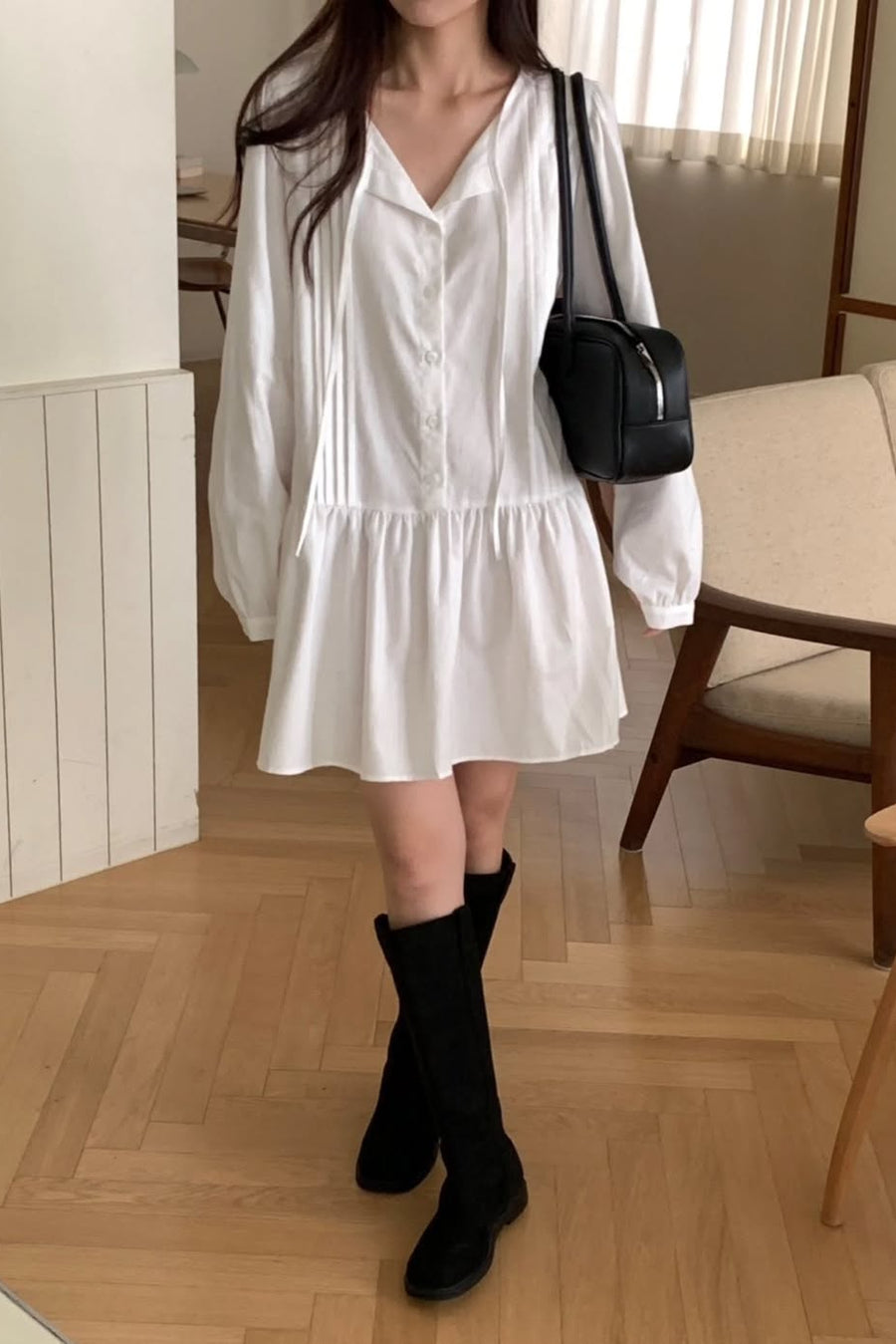 Lune Pintuck Mini Dress