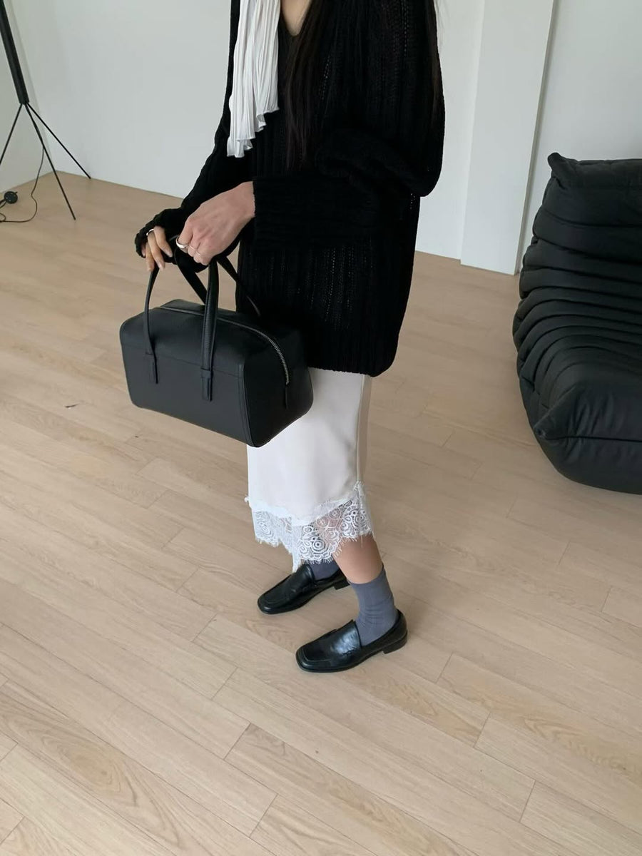 Moonlight Asymmetric Lace Satin Skirt (PREORDER)