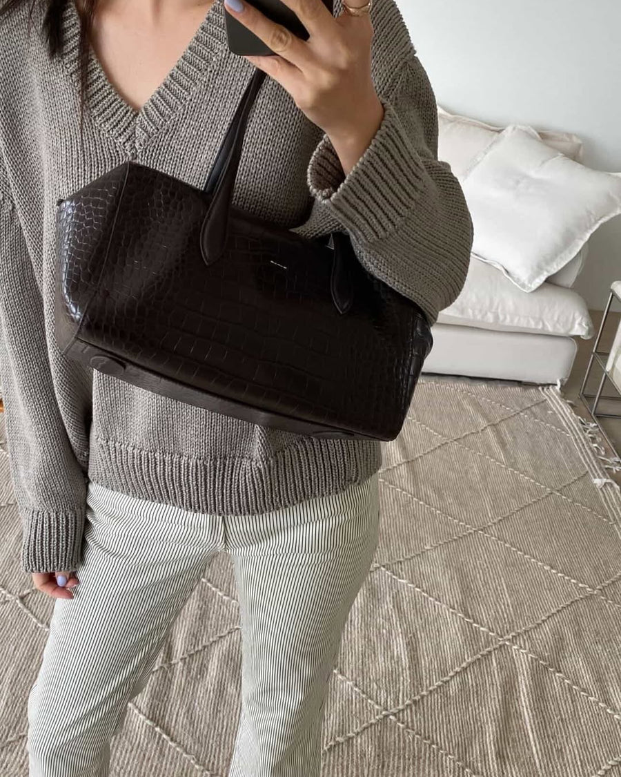 Croc Leather Shoulder Bag (PREORDER)