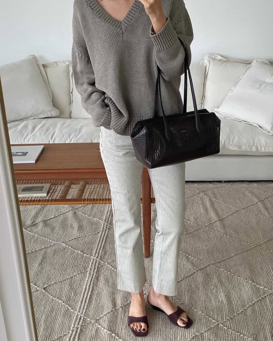 Croc Leather Shoulder Bag (PREORDER)