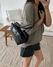 Croc Leather Shoulder Bag (PREORDER)
