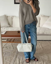 Croc Leather Shoulder Bag (PREORDER)