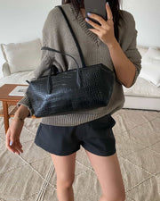 Croc Leather Shoulder Bag (PREORDER)