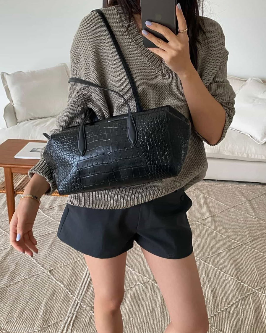 Croc Leather Shoulder Bag (PREORDER)