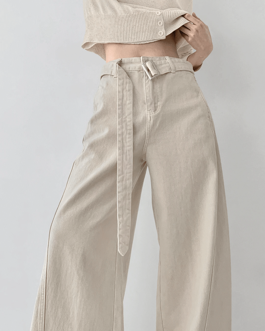 Belted Beige Pants (PREORDER)