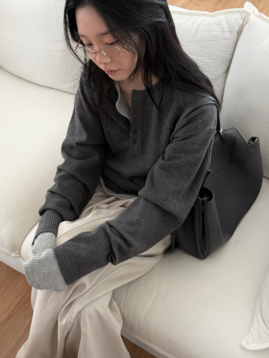 Heigle Waffle Button Top (PREORDER)