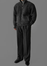 Unisex Bouclé Wool Zip Jacket