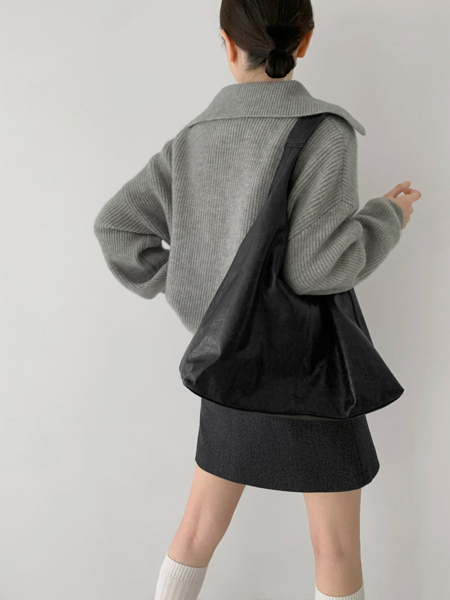 Two-Way Collar Soft Knit