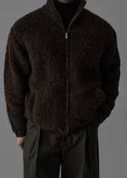 Unisex Bouclé Wool Zip Jacket