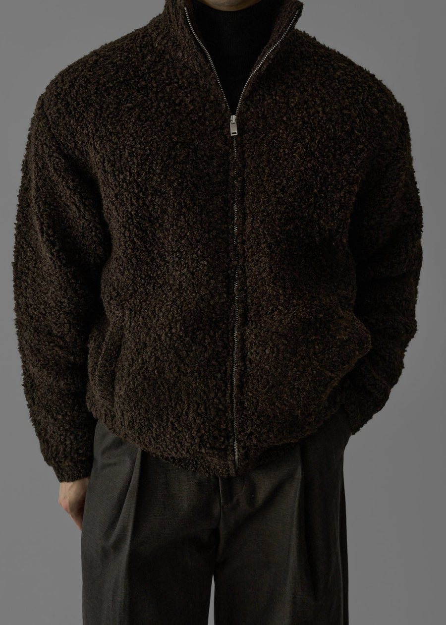 Unisex Bouclé Wool Zip Jacket