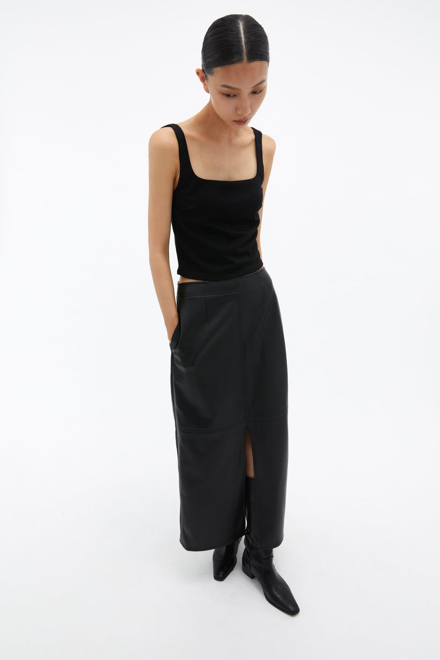 by DOE - Slit Leather Skirt