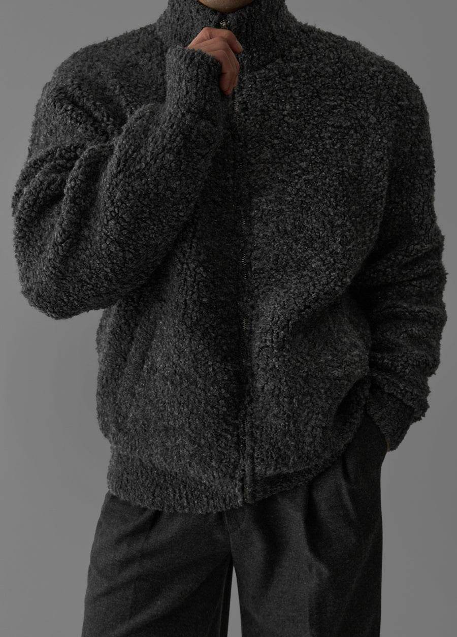 Unisex Bouclé Wool Zip Jacket