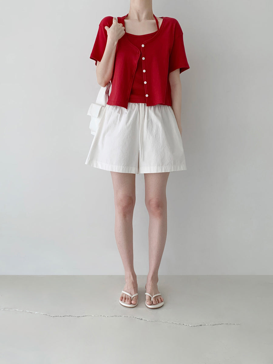 Ribbed Halterneck Top & Cardigan Set (PREORDER)
