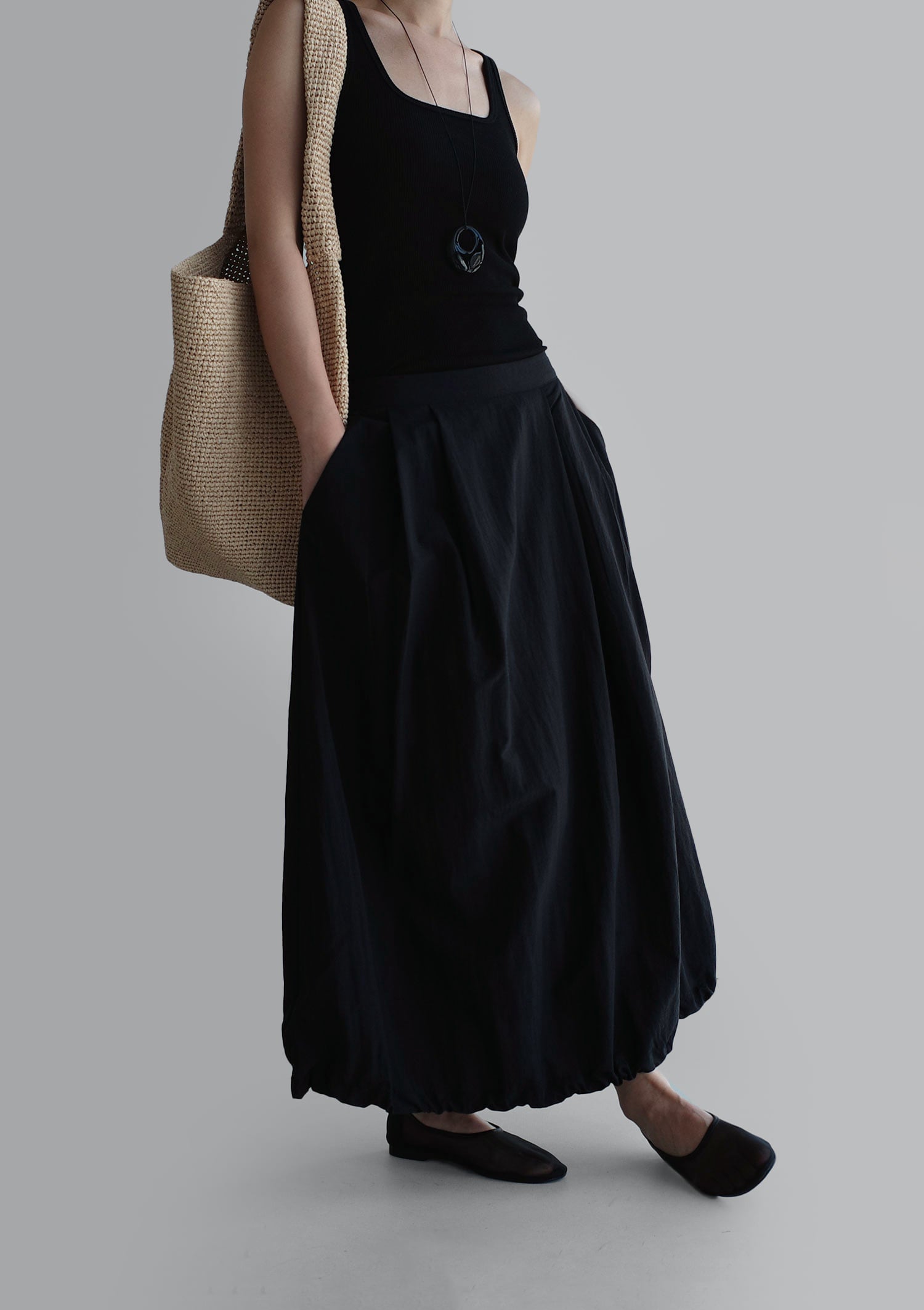 Airy Cocoon Pintuck Skirt