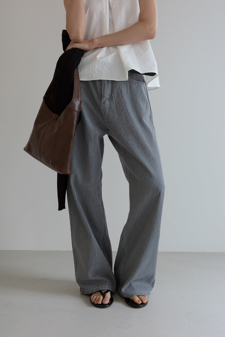 Pinstripe Wide Jeans