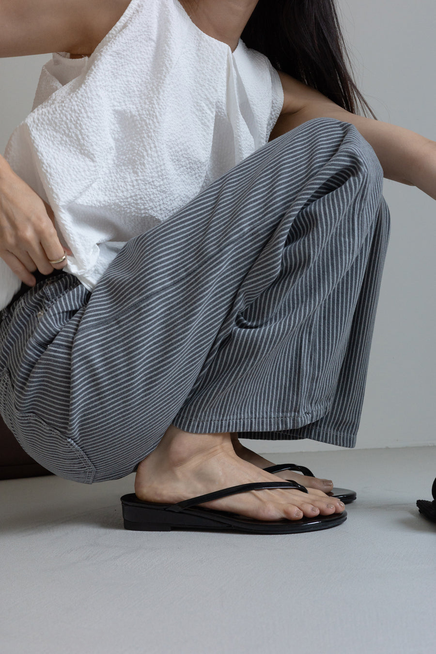 Pinstripe Wide Jeans