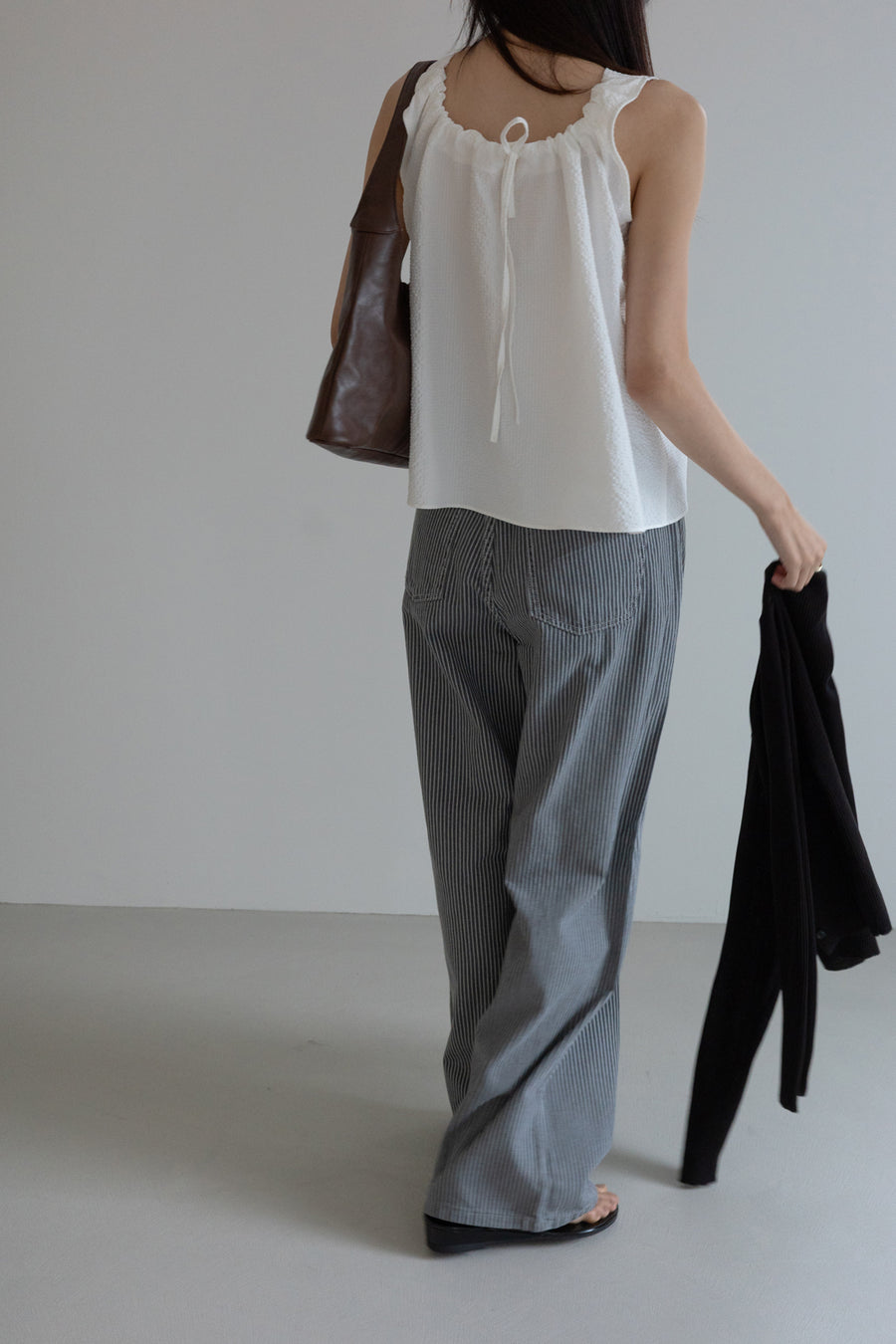 Pinstripe Wide Jeans
