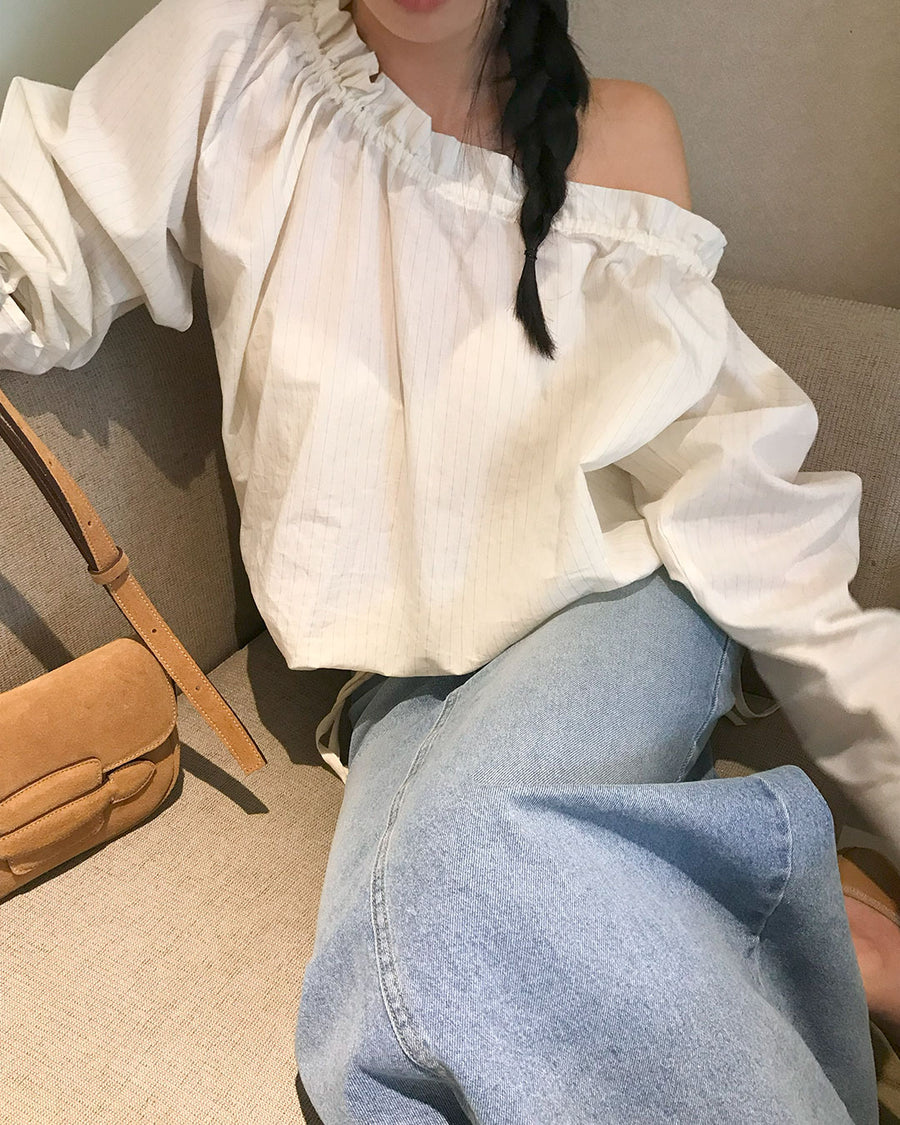 Off-Shoulder Stripe Blouse