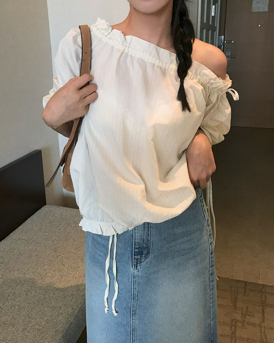 Off-Shoulder Stripe Blouse