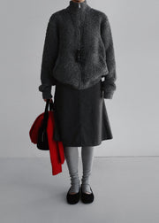 Unisex Bouclé Wool Zip Jacket