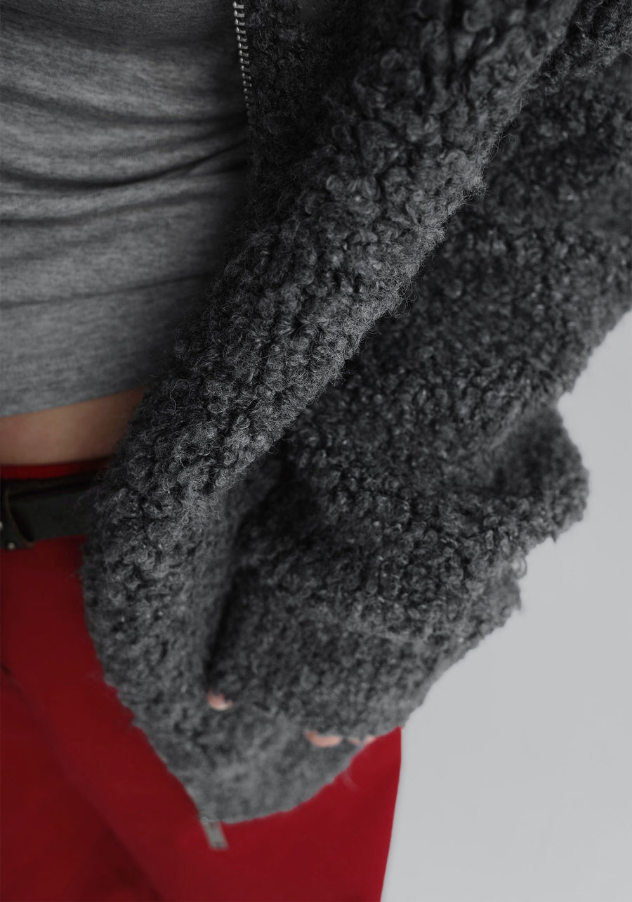 Unisex Bouclé Wool Zip Jacket