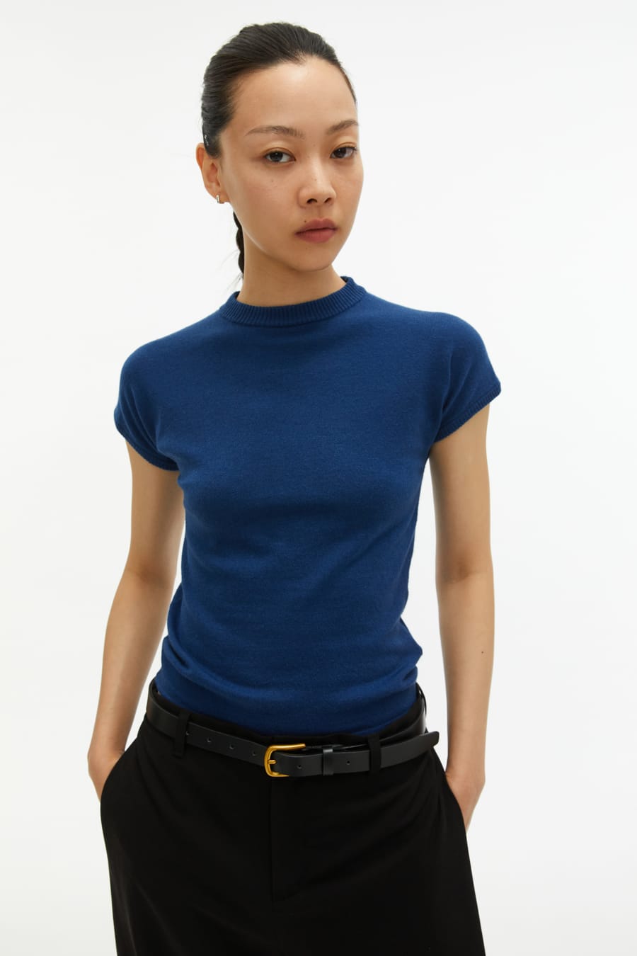 by DOE -  Slim-Mixed Knit Top