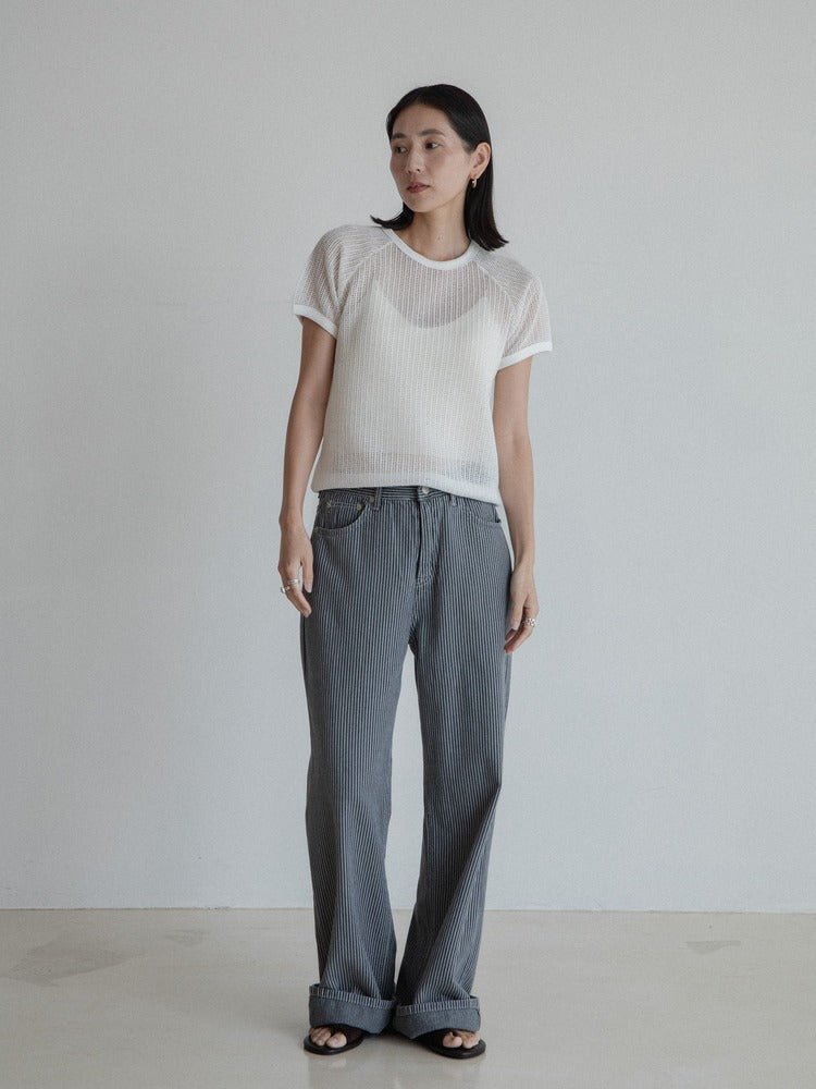 Pinstripe Wide Jeans