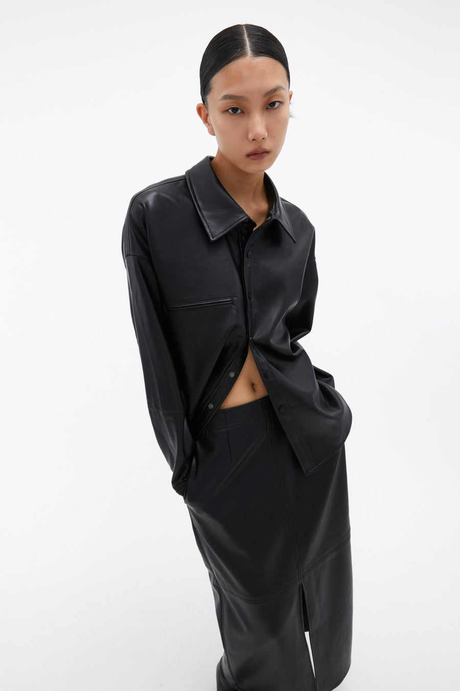 by DOE - Slit Leather Skirt
