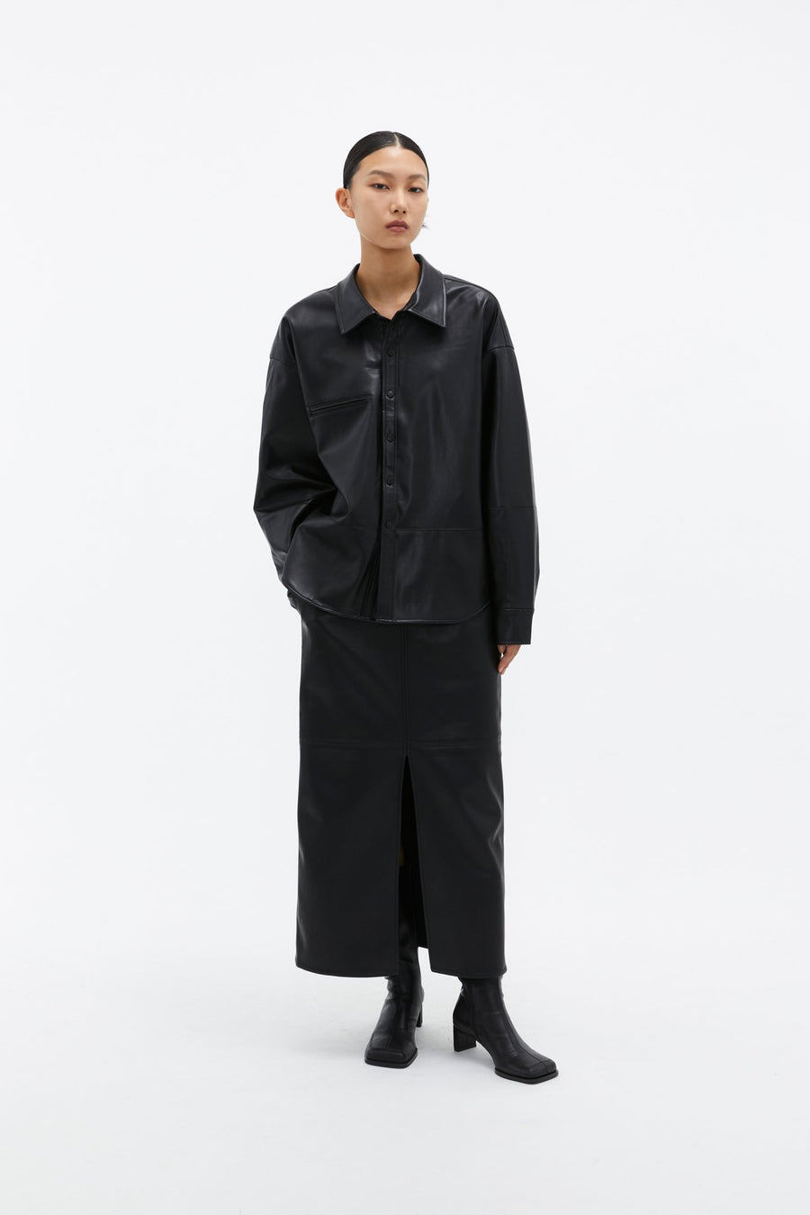 by DOE - Slit Leather Skirt