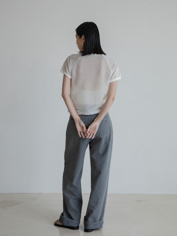 Pinstripe Wide Jeans