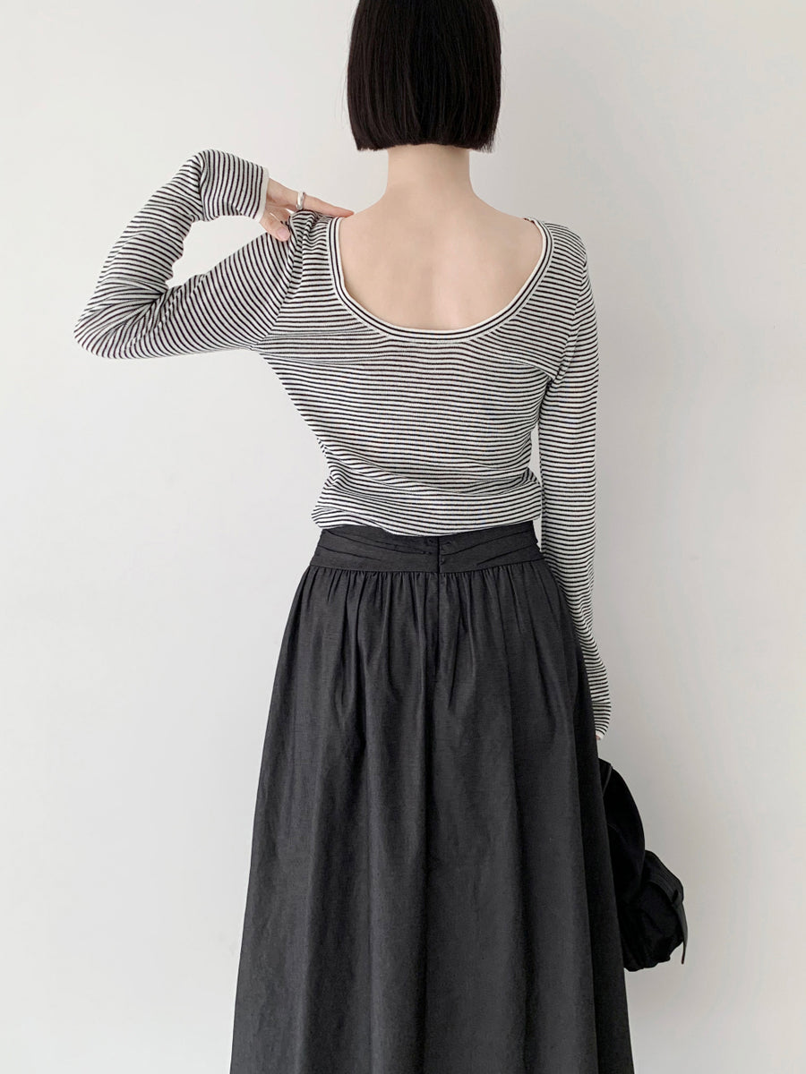 Waist-Detail Flared Skirt (PREORDER)