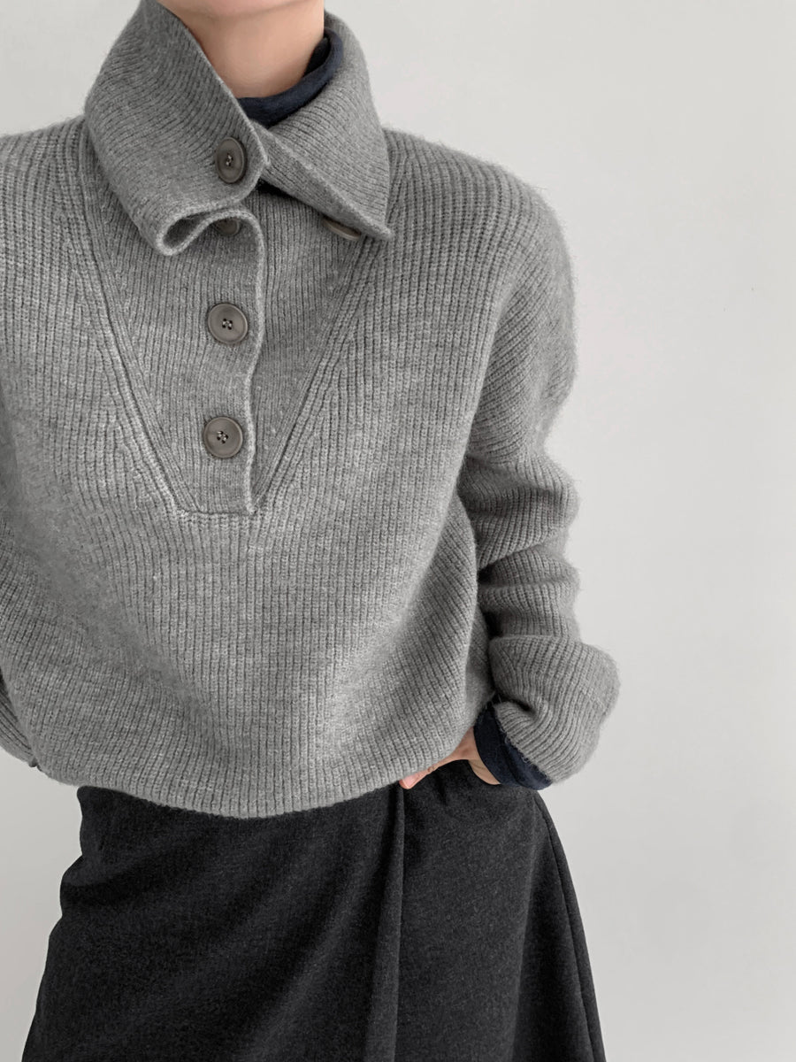 Two-Way Collar Soft Knit