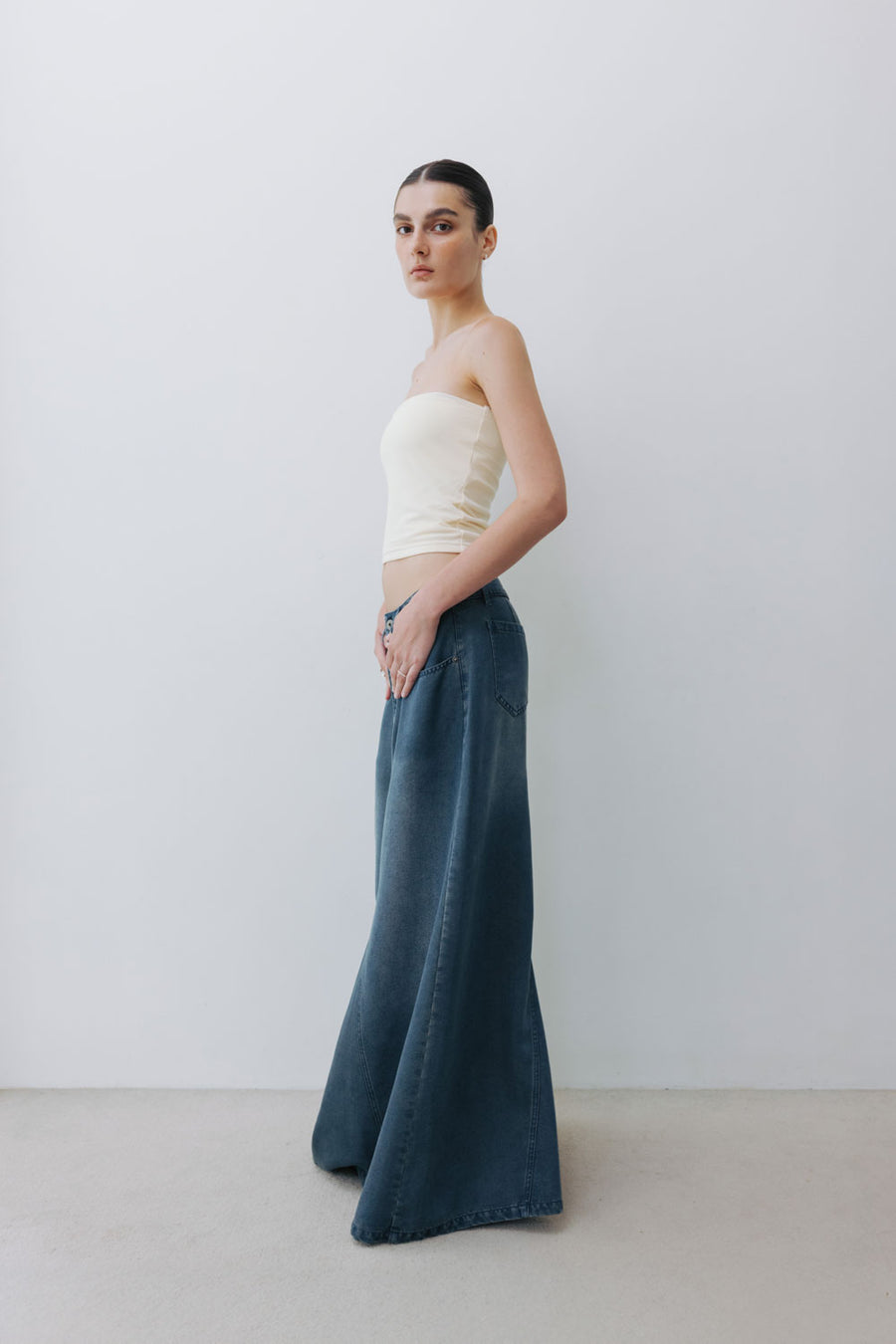 by DOE - Stonewashed Denim Maxi Skirt