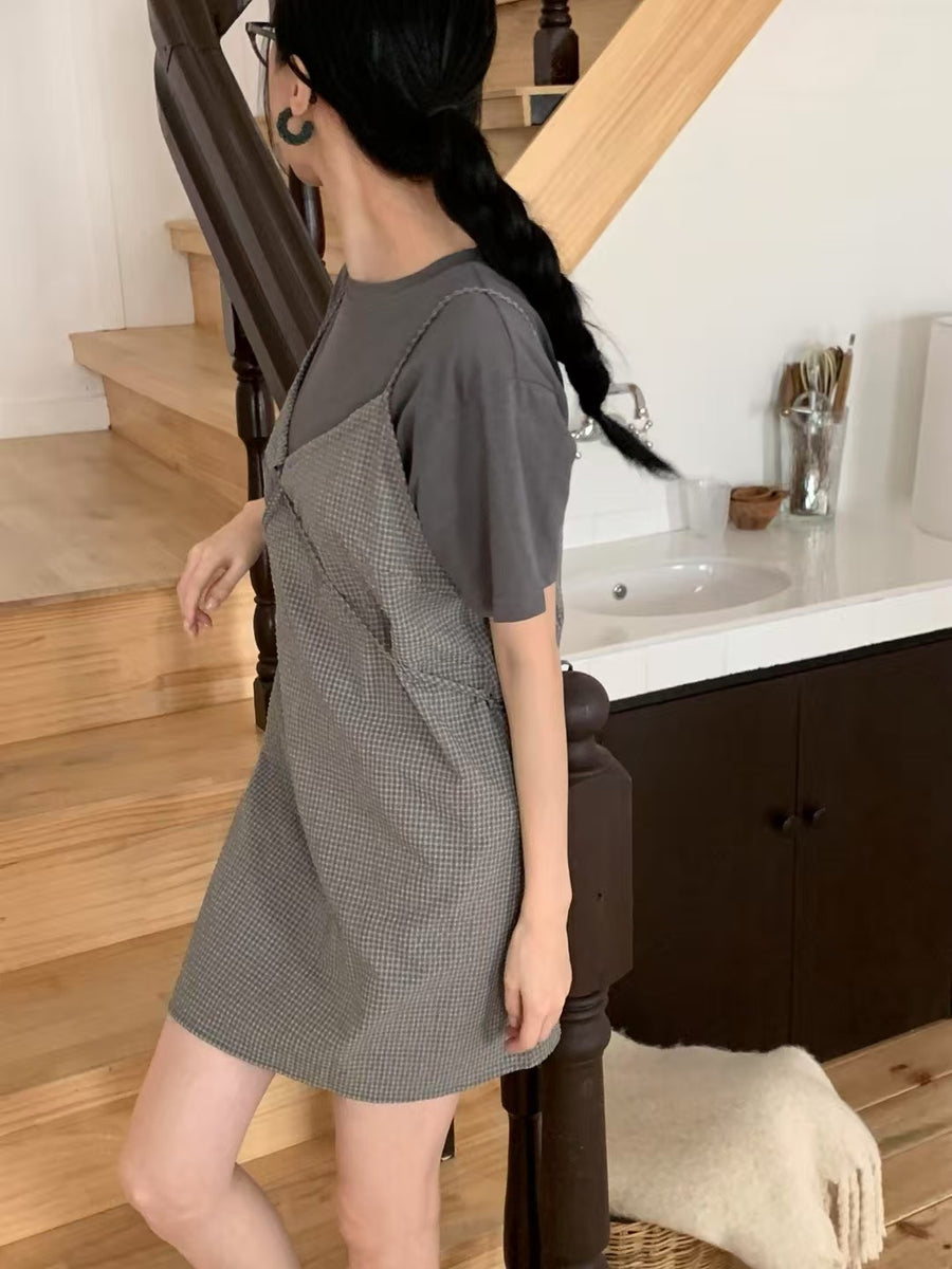 Waffle Seersucker Tie-Front Dress