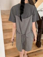 Waffle Seersucker Tie-Front Dress