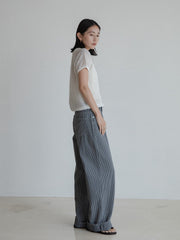 Pinstripe Wide Jeans