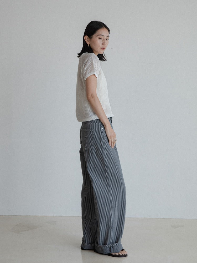 Pinstripe Wide Jeans