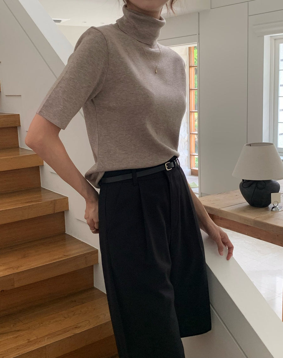 Merino Wool Half Sleeves Turtleneck