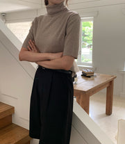 Merino Wool Half Sleeves Turtleneck