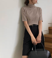 Merino Wool Half Sleeves Turtleneck
