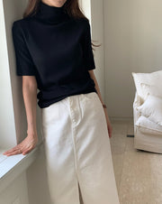Merino Wool Half Sleeves Turtleneck
