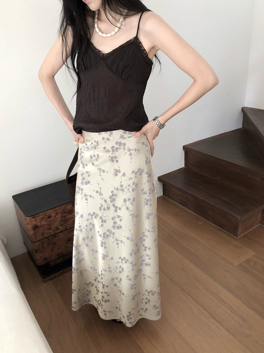 Floral Satin Skirt