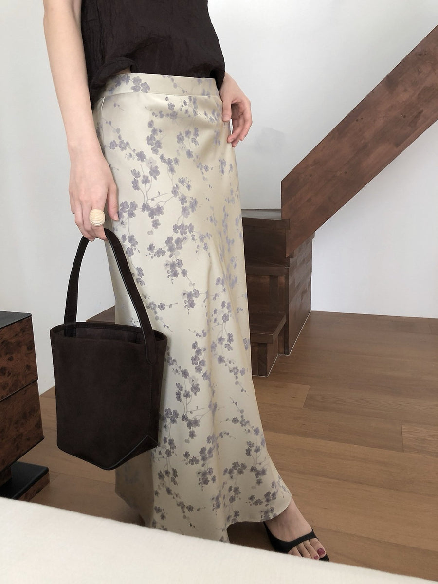 Floral Satin Skirt