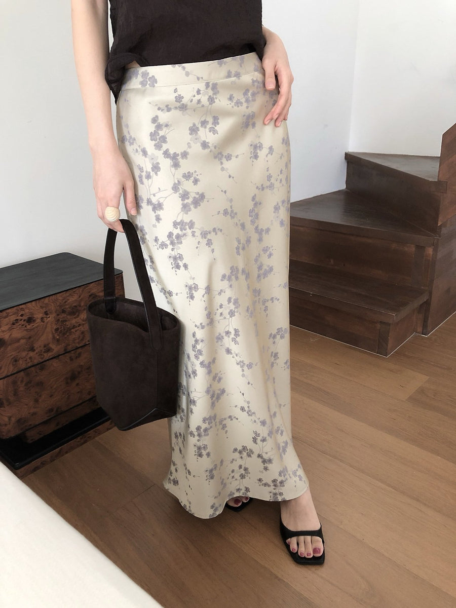 Floral Satin Skirt