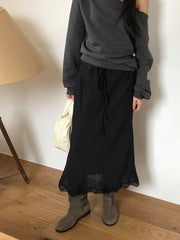 Textured Satin Skirt