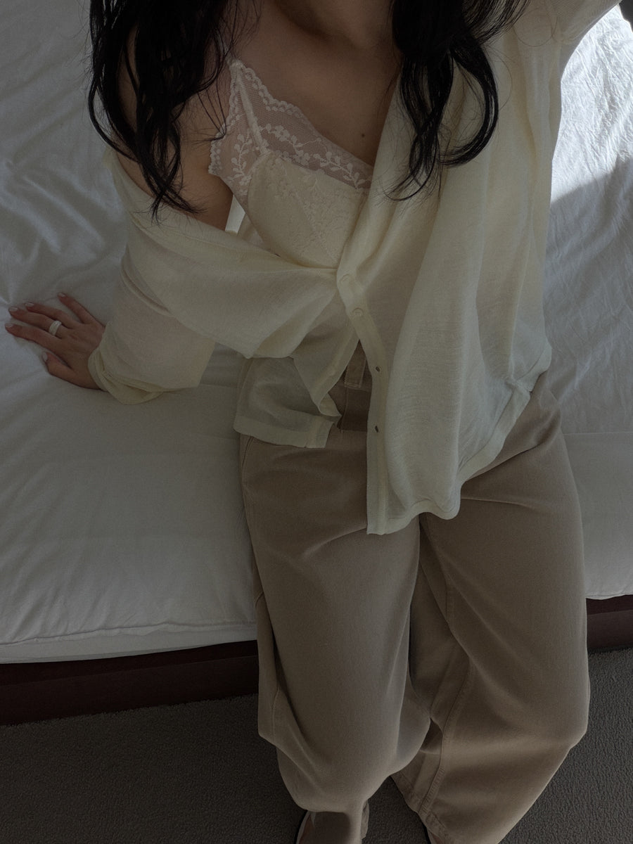 Sheer Collar Cardigan